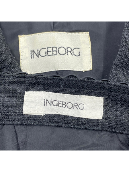 INGEBORG セットアップ ツイード 金パールボタン