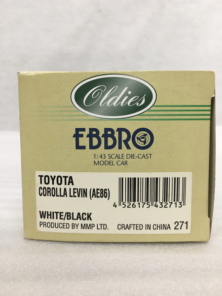 EBBRO 1/43 TOTOTA COROLLA LEVIN AE86 1983 White Black[値下]