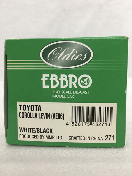 EBBRO 1/43 TOTOTA COROLLA LEVIN AE86 1983 White Black[値下]