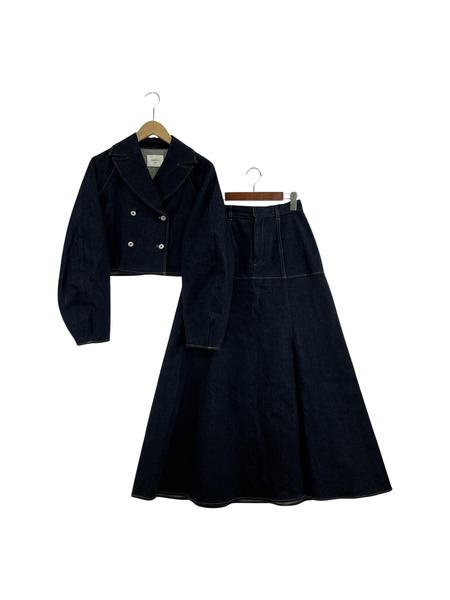 AMERI 23AW/DENIM SETUP CURVE DRESS/M