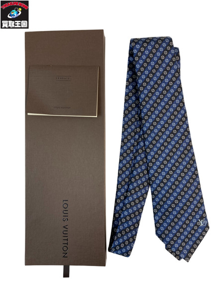 LOUIS VUITTON ルイヴィトン  青黒ストライプ　ネクタイ ブルー ブラック