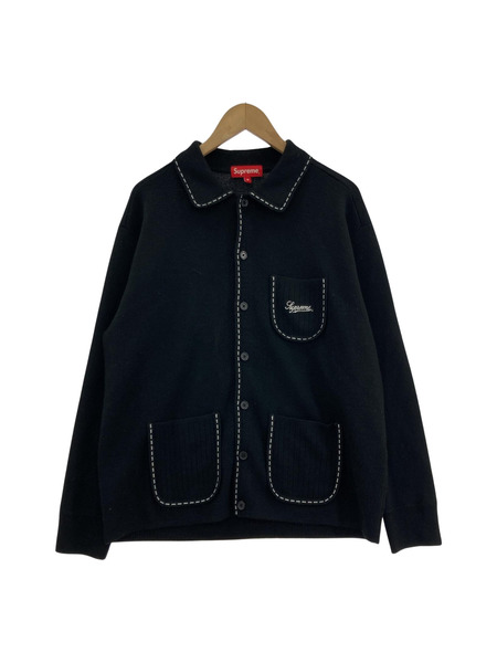 Supreme 22AW Contrast Stich Button Up Sweater Black (M)