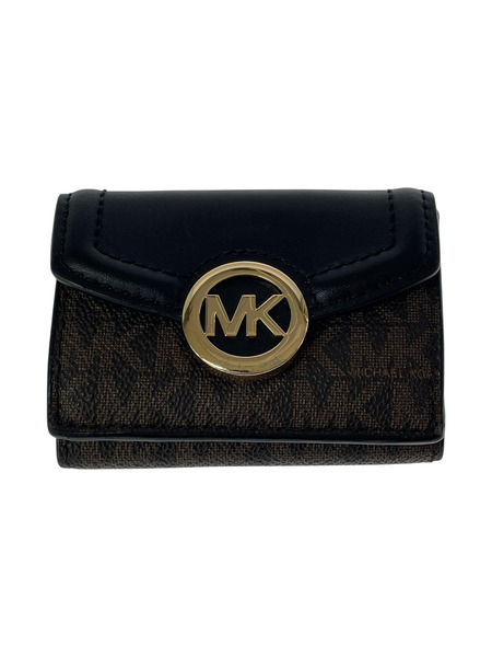 MICHAEL KORS MK柄 コンパクトウォレット 黒/茶