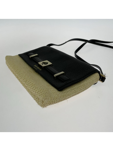 kate spade new york ツイストロックショルダーバッグ ブラック×ホワイト