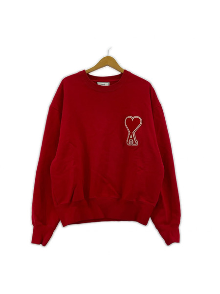 AMI paris スウェット・トレーナー ロゴ刺繍スウェット 赤 L