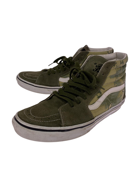 VANS STUSSY SK8-HI 総柄 スニーカー カーキ系/27.5cm