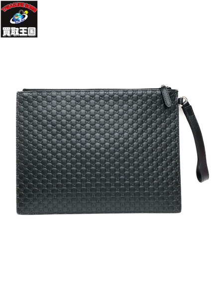 GUCCI マイクログッチシマレザー セカンドバッグ BLK