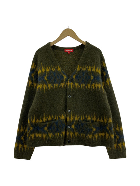 Supreme 22AW Abstract Stripe Cardigan (M) オリーブ