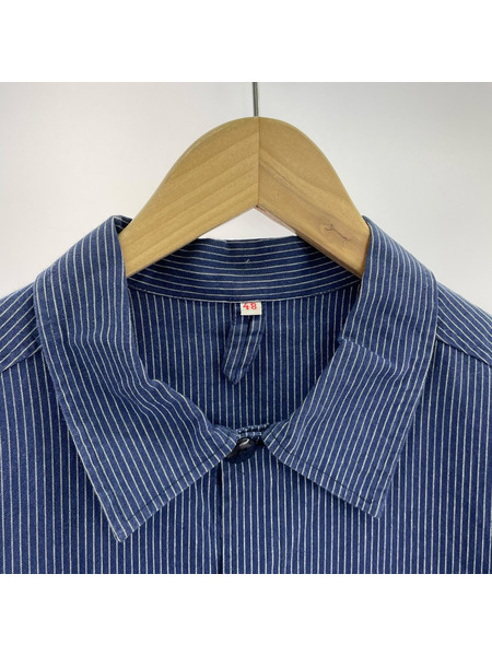 長袖シャツ EURO ドイツ ストライプシャツ ブルー