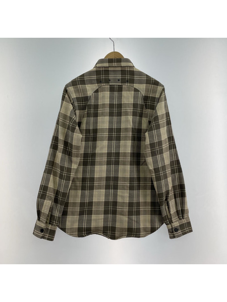 RRL 長袖シャツ ネルシャツ ダブルポケット チェック グレーベージュ L