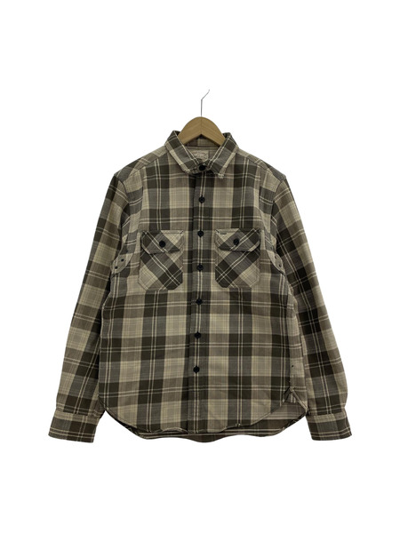 RRL 長袖シャツ ネルシャツ ダブルポケット チェック グレーベージュ L