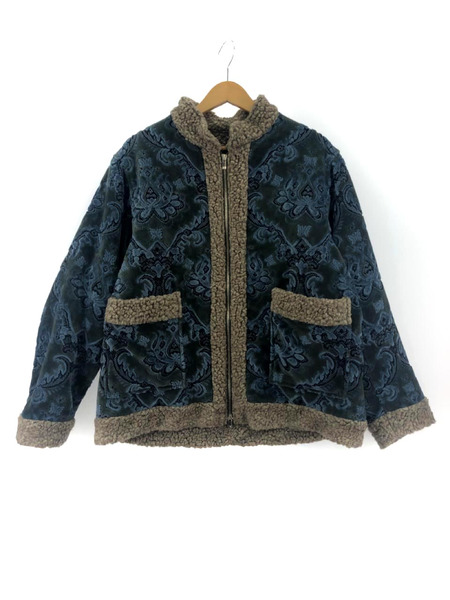 Needles 22FW Zipped Tibetan Jacket-Damask Velvet Jq 2 ブルー｜商品