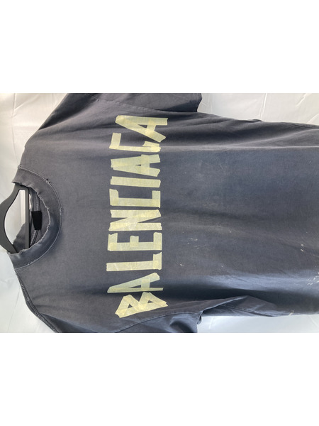  BALENCIAGA 23SS ユーズド加工テープロゴ Teeシャツ Lサイズ バレンシアガ