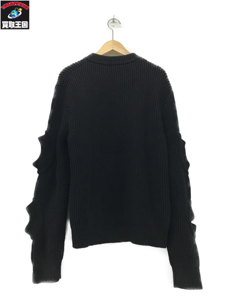 LV レディースラグ衣料 カシミヤ混 袖穴あき 黒（M）