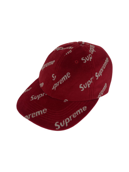 Supreme 17AW ベロア DIAGONAL キャップ 赤