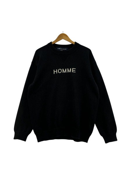 COMME des GARCONS 23SS エステル綿天竺インターシャ CREW NECK KNIT S 黒