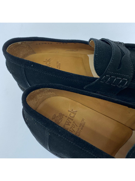 シューズ Berwick スウェード コインローファー ブラック