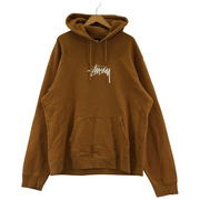 STUSSY パーカー ロゴ刺繍 茶 XL