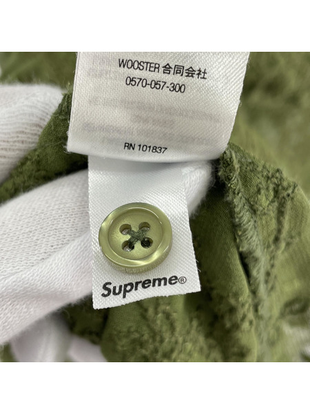 Supreme 22ss Chainstitch Chiffon S/S Shirt シアーシャツ L カーキ