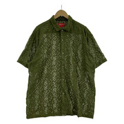Supreme 22ss Chainstitch Chiffon S/S Shirt シアーシャツ L カーキ