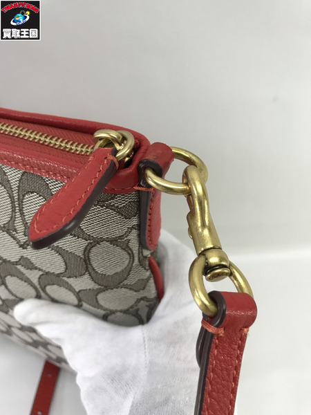 COACH ショルダーバッグ シグネチャー Cロゴ 赤グレー