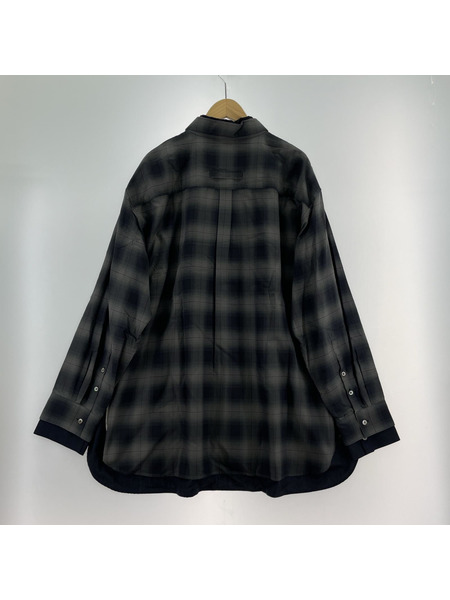 stein 長袖シャツ 23SS OVERSIZED LAYERED SHIRT M ブラック