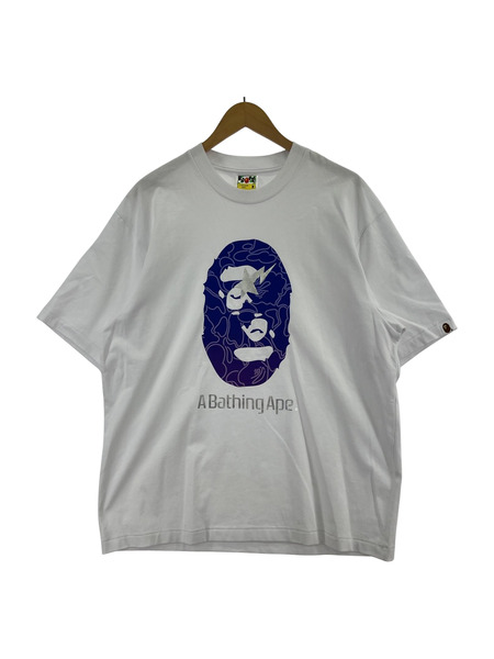 A BATHING APE LINE CAMO APE HEAD RELAXED FIT TEE 白 (M)[値下]
