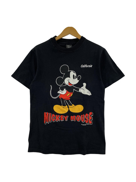 80s Disney ミッキー Tシャツ(M) ブラック