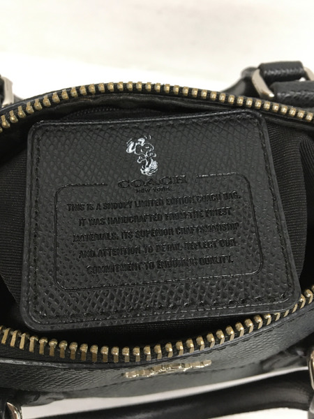 COACH　ハンドバッグ 状態▲、スヌーピー、BLK、ストラップ付