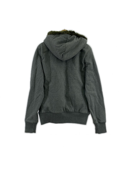 HYDROGEN パーカー(ジップアップ) グレー 裏ボア スカル刺繍