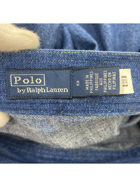 POLO RALPH LAUREN ロングスカート フリルデニム ラップスカート
