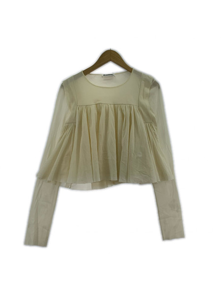 JIL SANDER ソノ他 19SS/NYLON CHIFFON GATHER BLOUSE