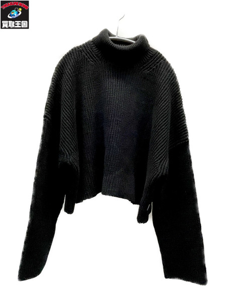 BALENCIAGA コットン クロップドタートルネックニット XS ブラック