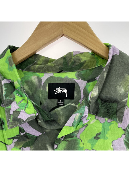 STUSSY/紫陽花/レーヨンアロハ（L)[値下]