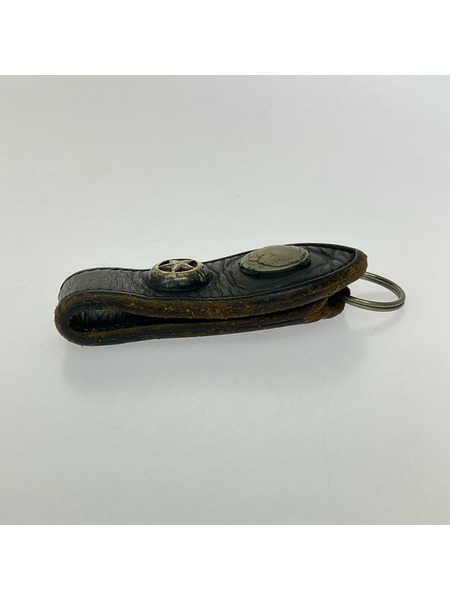 ALZUNI コンチョ レザーキーホルダー 黒