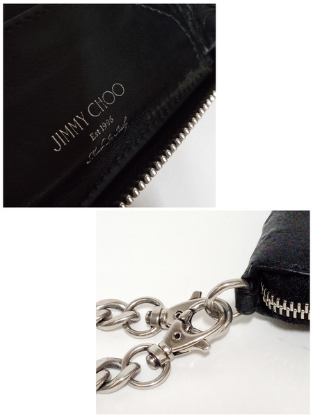 JIMMYCHOO/エンボス/チェーン/コンパクトウォレット