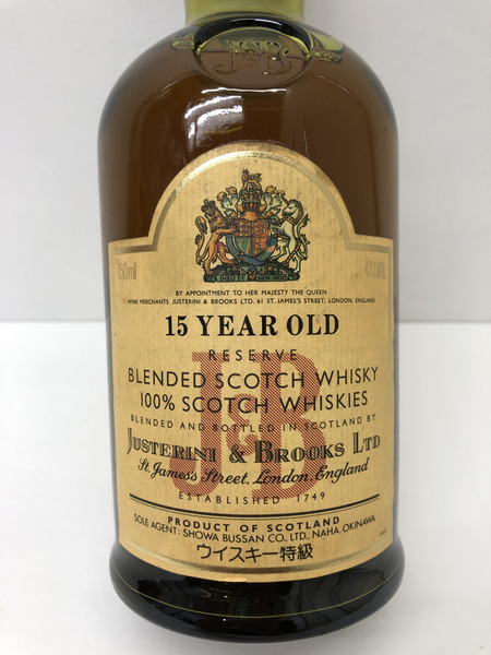 J＆B JUSTERINI＆BROOKS LTD 15 YEARS OLD 750ml 