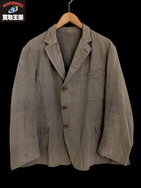 French vintage sack coat ブラックシャンブレー-
