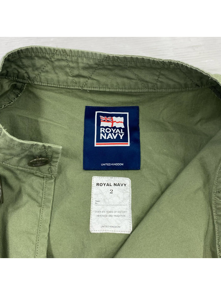 ジャケット ROYAL NAVY ノーカラーコート カーキ 2