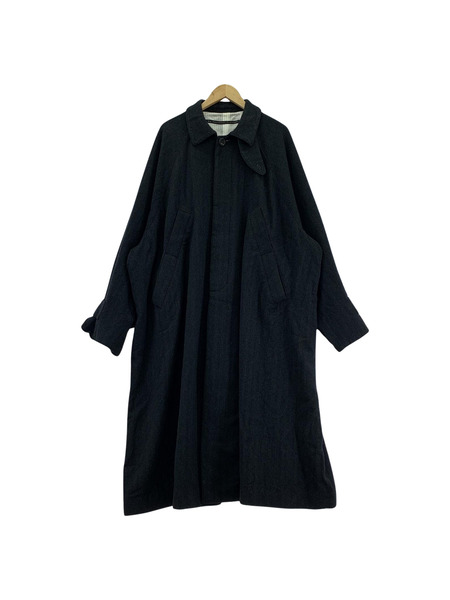 my beautiful land let bishu-herrinbone wool coat 2 グレー