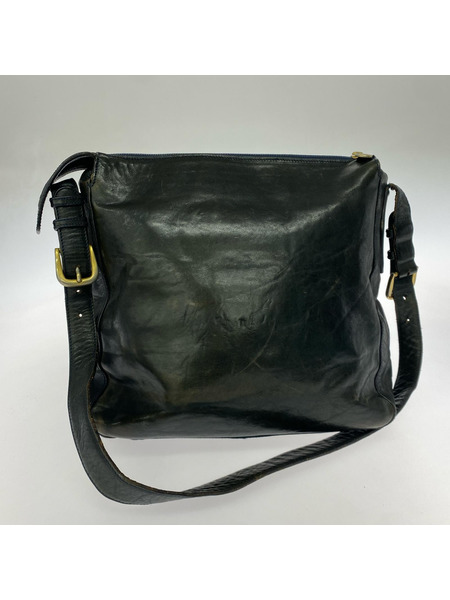 ショルダーバッグ HIROFU レザーショルダーバッグ ブラック