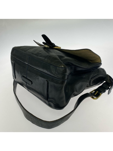 ショルダーバッグ HIROFU レザーショルダーバッグ ブラック