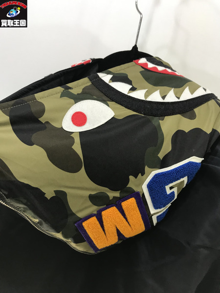 A BATHING APE SHARK HOODIE DOWN JACKET/L/アベイシングエイプ/黒/白/ジャケット