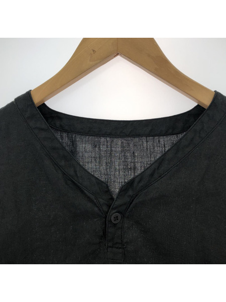 MITTAN LINEN PULLOVER S/S SHIRT BLACK SIZE:3