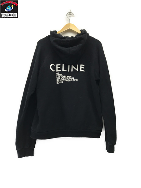 CELINE バックロゴ フーディ 黒 XL