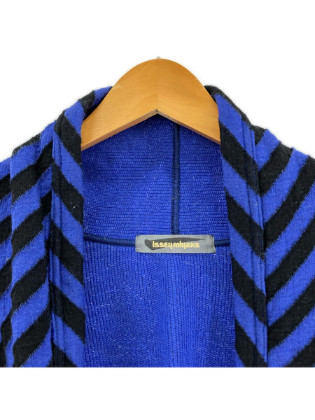 ISSEY MIYAKE カーディガン 80s/筆タグ ボーダー 青(9)