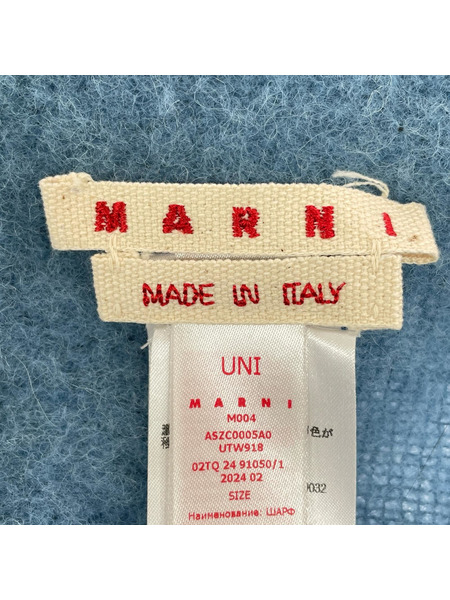 MARNI ソノ他 24AW ブラッシュドアルパカナイロンロゴマフラー