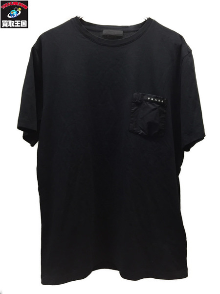 PRADA ラバーTシャツ ポケットTee L ブラック SJN250 R192 710