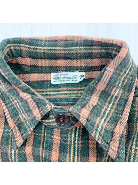 WAREHOUSE 長袖シャツ duckdigger ネルシャツ GRN