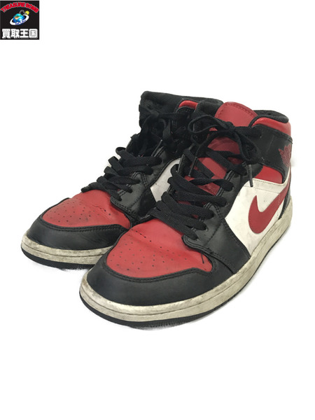 NIKE Air Jordan 1 Mid Black/Gym Red/White/554724-079/27.0cm/黒/赤/ナイキ/スニーカー